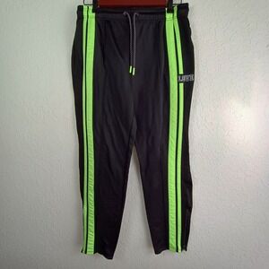 No‎ Boundaries Track Pants Love Zipper Bottoms Women's Size 7-9 Black Green...